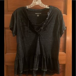 American Eagle Short Sleeve Lace up Tee